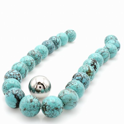 Image Türkiskette, Bajonettkugelschl. WG 750/000, Türkise mit schöner Matrix (unbehandelt), ...