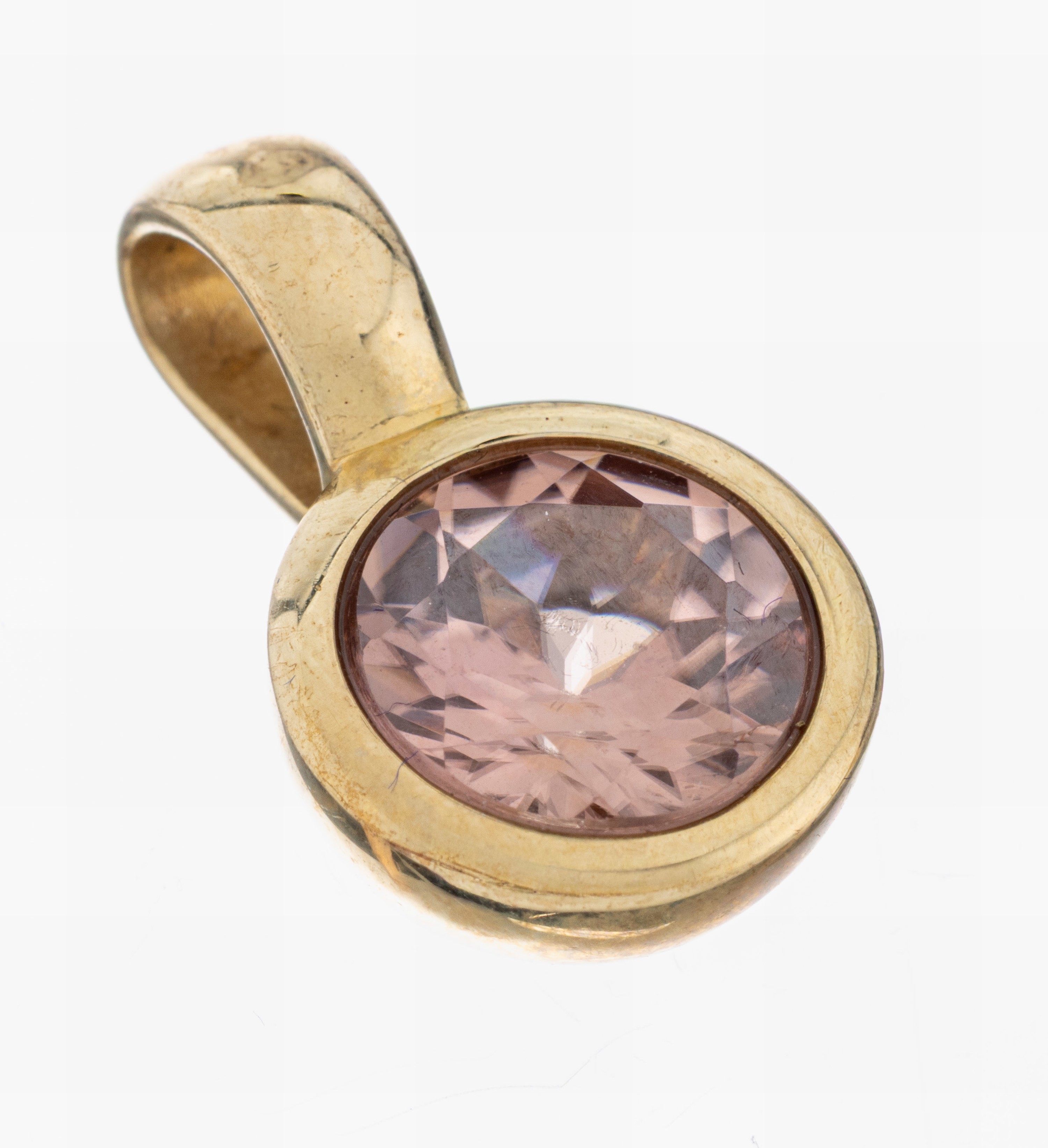 Image 27092811 - 9 kt Gold Morganit-Anhänger, GG 375/000, schlichtes Design, rundfacett. 2.0 ct, L. ca. ...