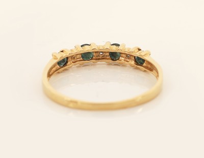 27092871b - 14 kt Gold Alexandrit-Diamant-Ring, GG 585/000, 4 rundfacett. Alexandrite zus. ca. 0.20 ...