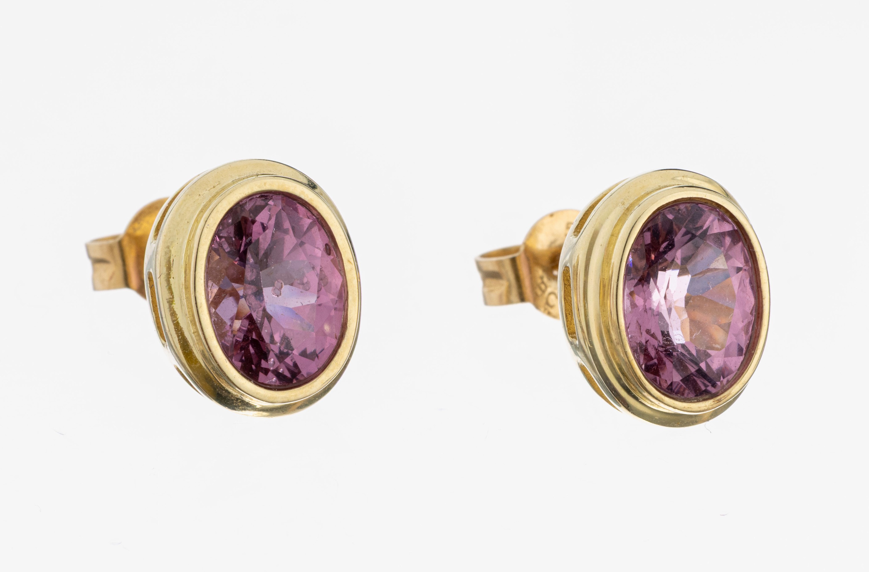 Image 27092945 - Paar 14 kt Gold Morganit-Ohrstecker, GG 585/000, 2 ovalfacett. Morganite zus. ca. ...