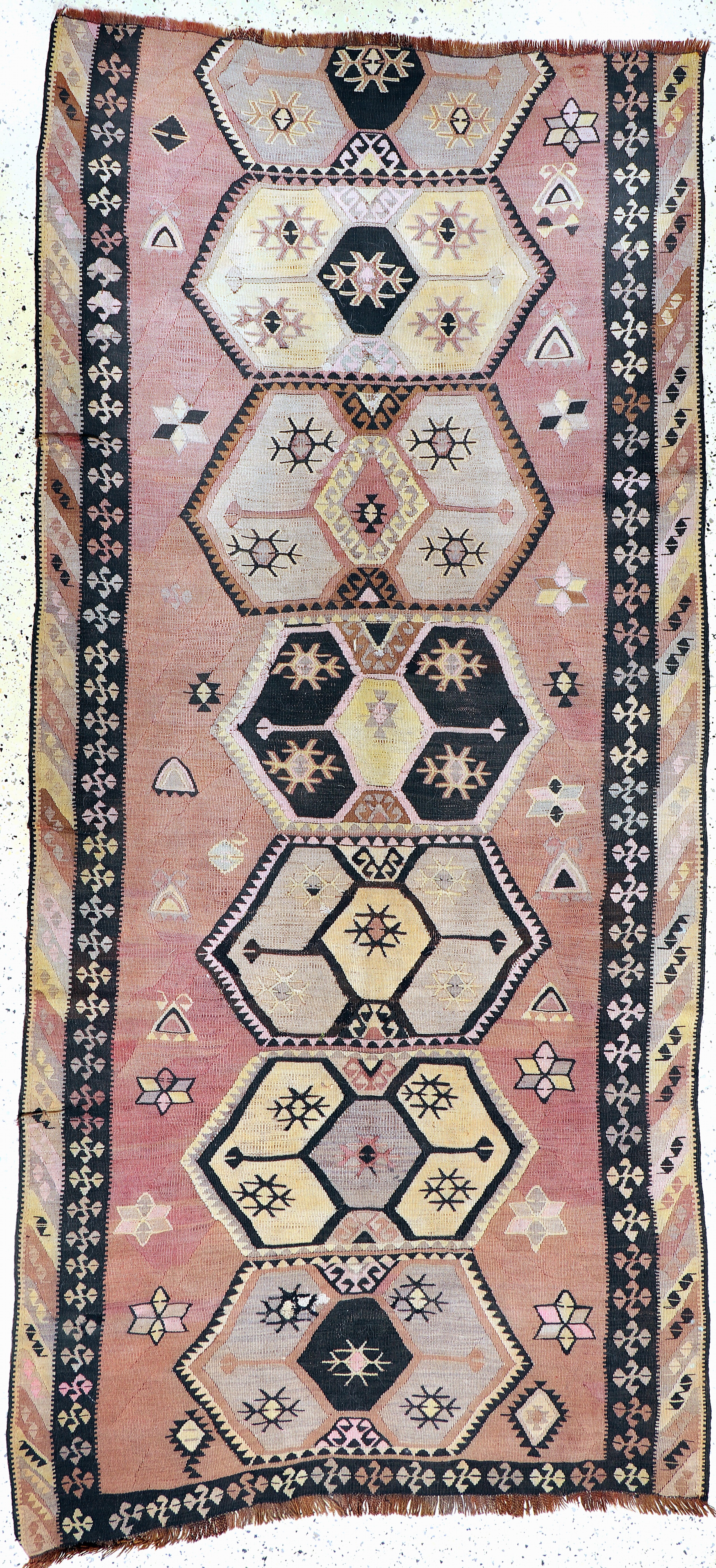 Image 27092970 - Anatol Kelim antik, Türkei, um 1900, Wolle auf Wolle, ca. 320 x 145 cm, verkürzt, ...