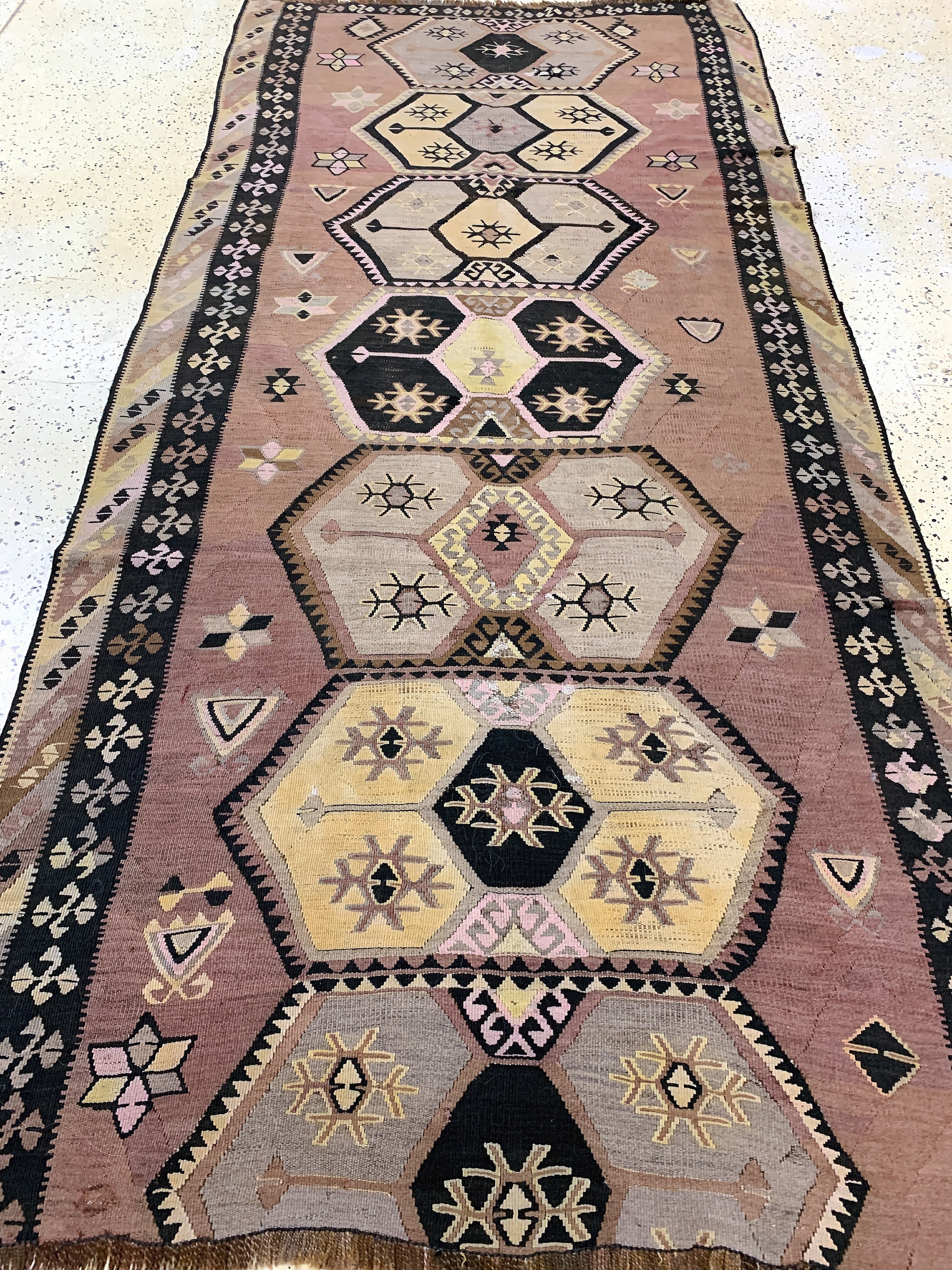 Detail d: Anatol Kelim antik, Türkei, um 1900, Wolle auf Wolle, ca. 320 x 145 cm, verkürzt, EHZ: 2