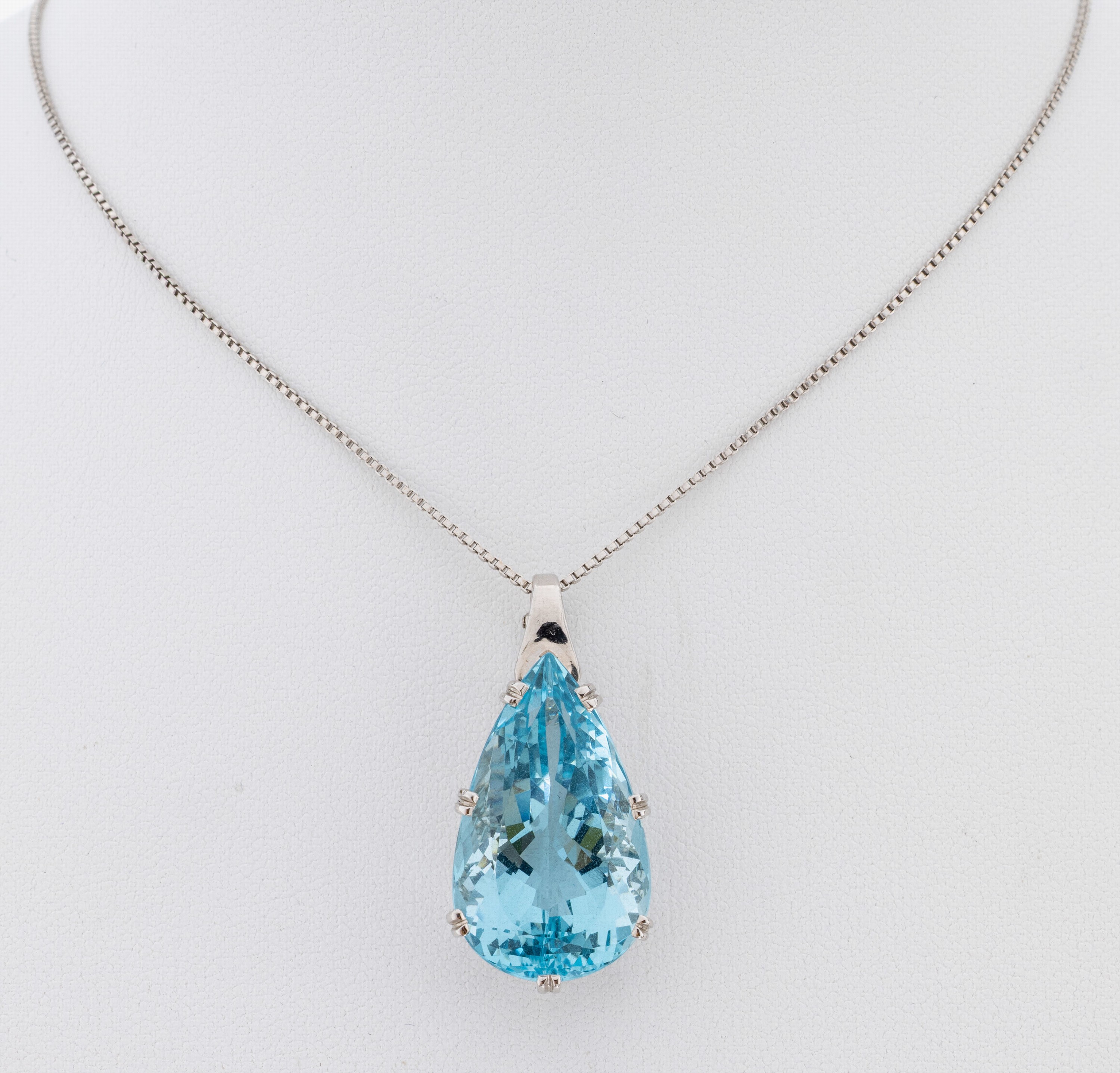Image 27092972 - 18 kt Gold Aquamarin-Clipanhänger, WG 750/ 000, facett. Aquamarin-Tropfen von sehr ...