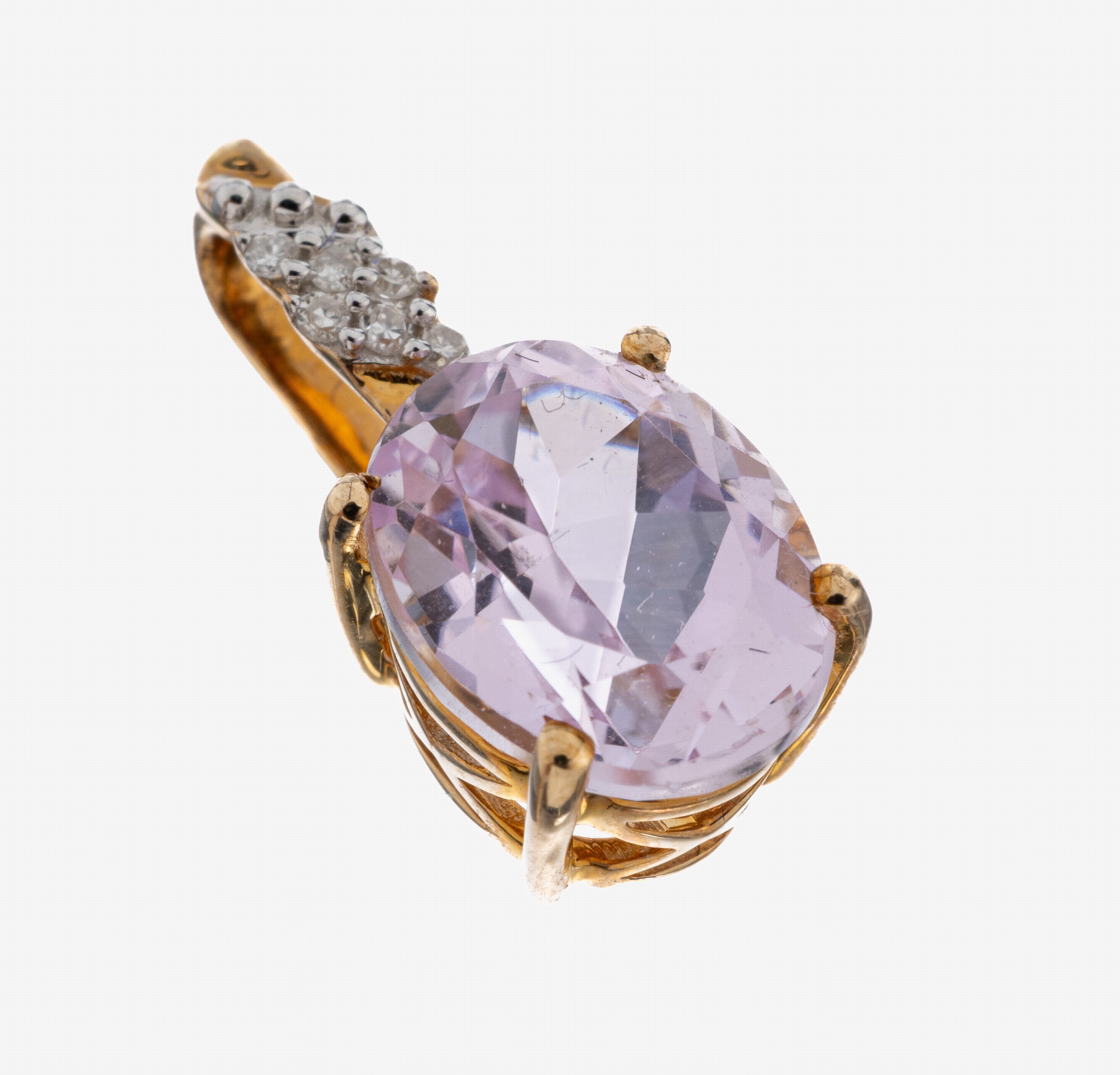 Image 27092998 - 9 kt Gold Morganit-Diamant-Anhänger, GG 375/000, ovalfacett. Morganit ca. 2.0 ct, 6 ...