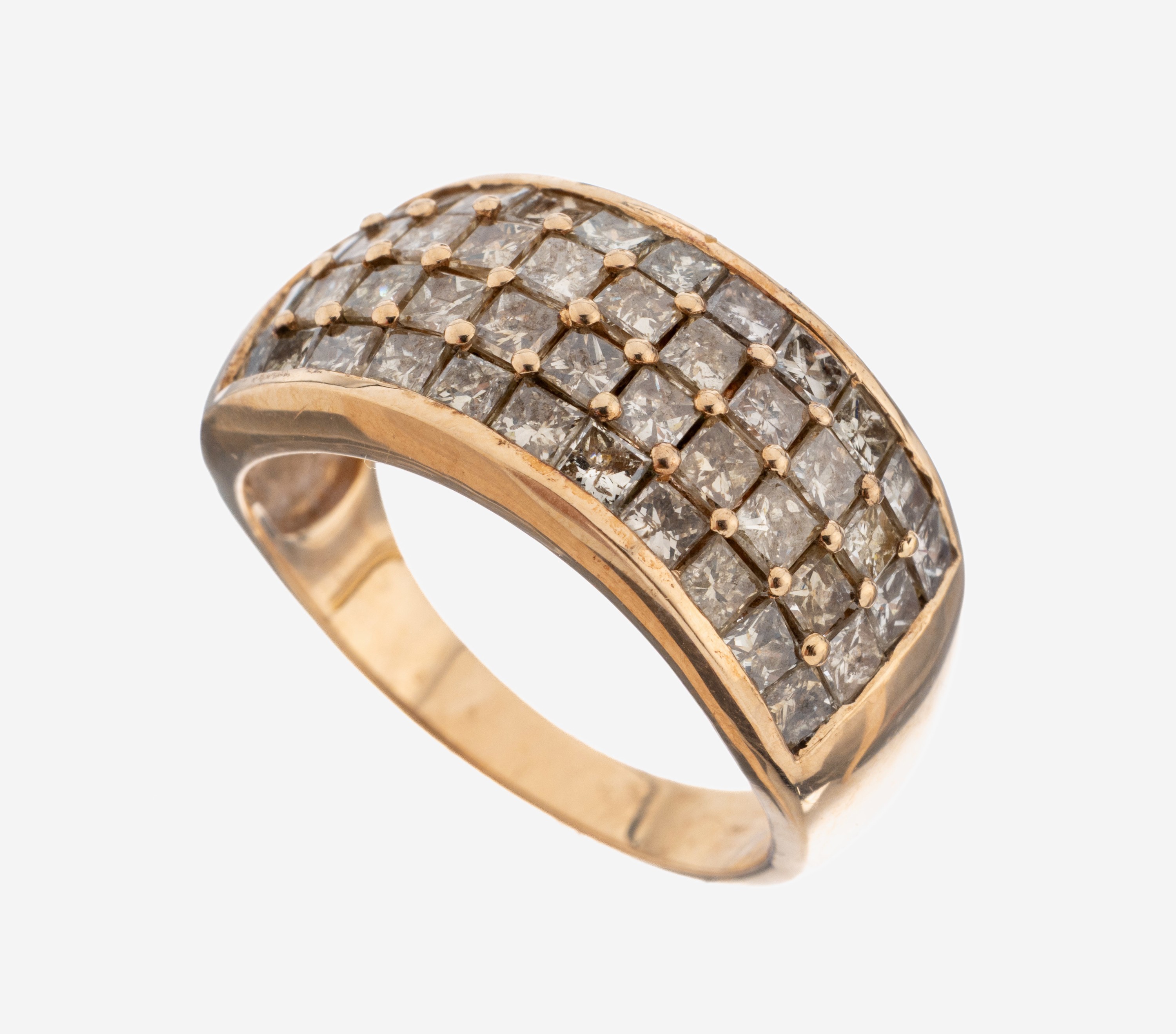 Image 27092999 - 14 kt Gold Diamant-Ring, GG 585/000, 44 Princess Cut Diamanten zus. ca. 4.0 ct ...