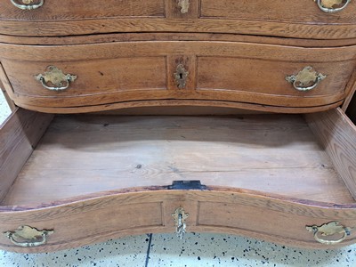 27093225i - Chest of drawers, baroque, around 1760, solid oak, orig. brass fittings, orig. box locks, ...