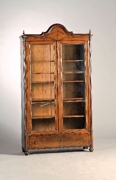 Image Vitrine/Bücherschrank, deutsch, um 1870, Mahagonifurnier, 4 Einlegeböden, orig. ...