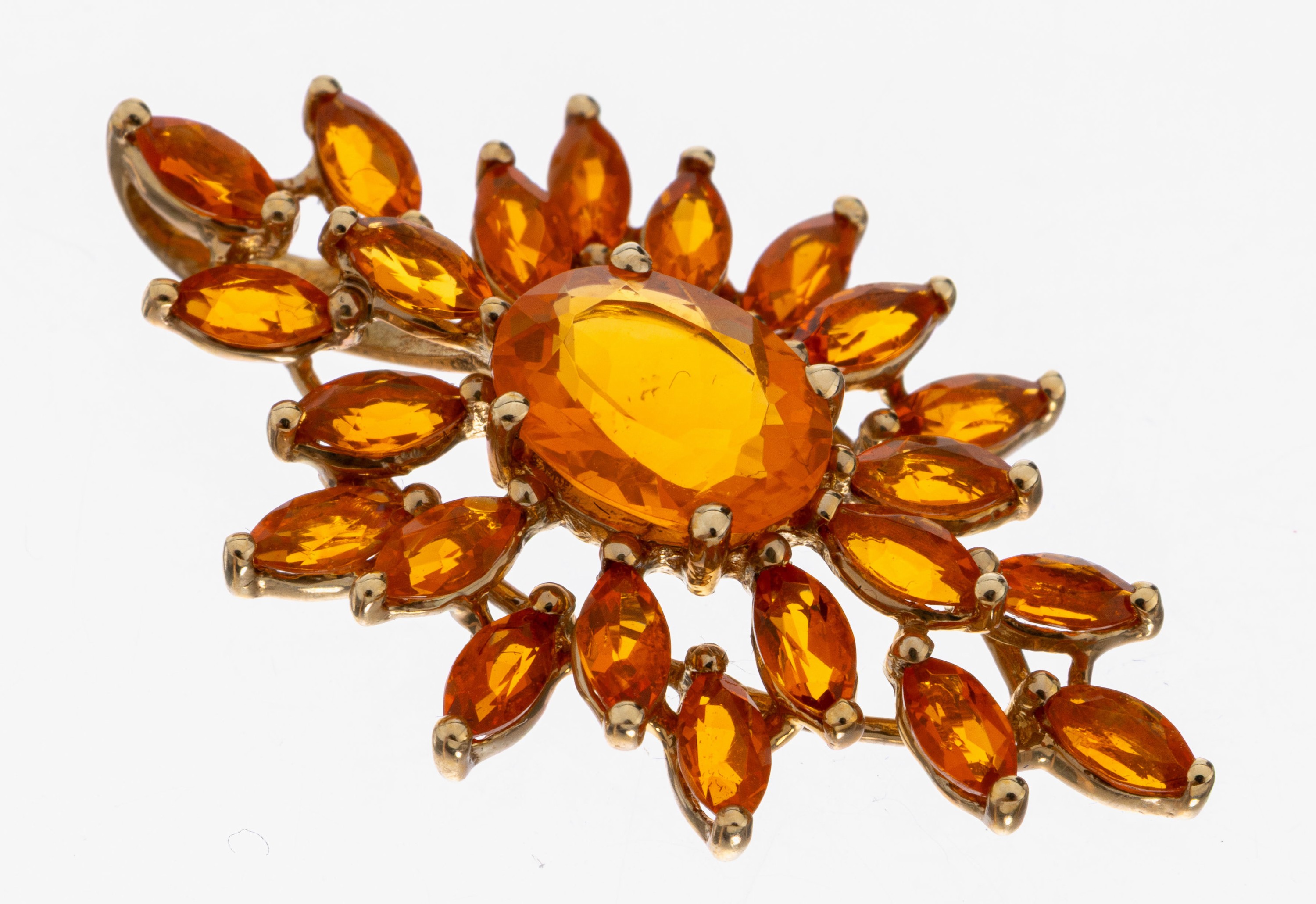 Image 27093412 - 14 kt Gold Feueropal-Anhänger, GG 585/000, facett. Feueropale zus. ca. 3.00 ct, ca. ...