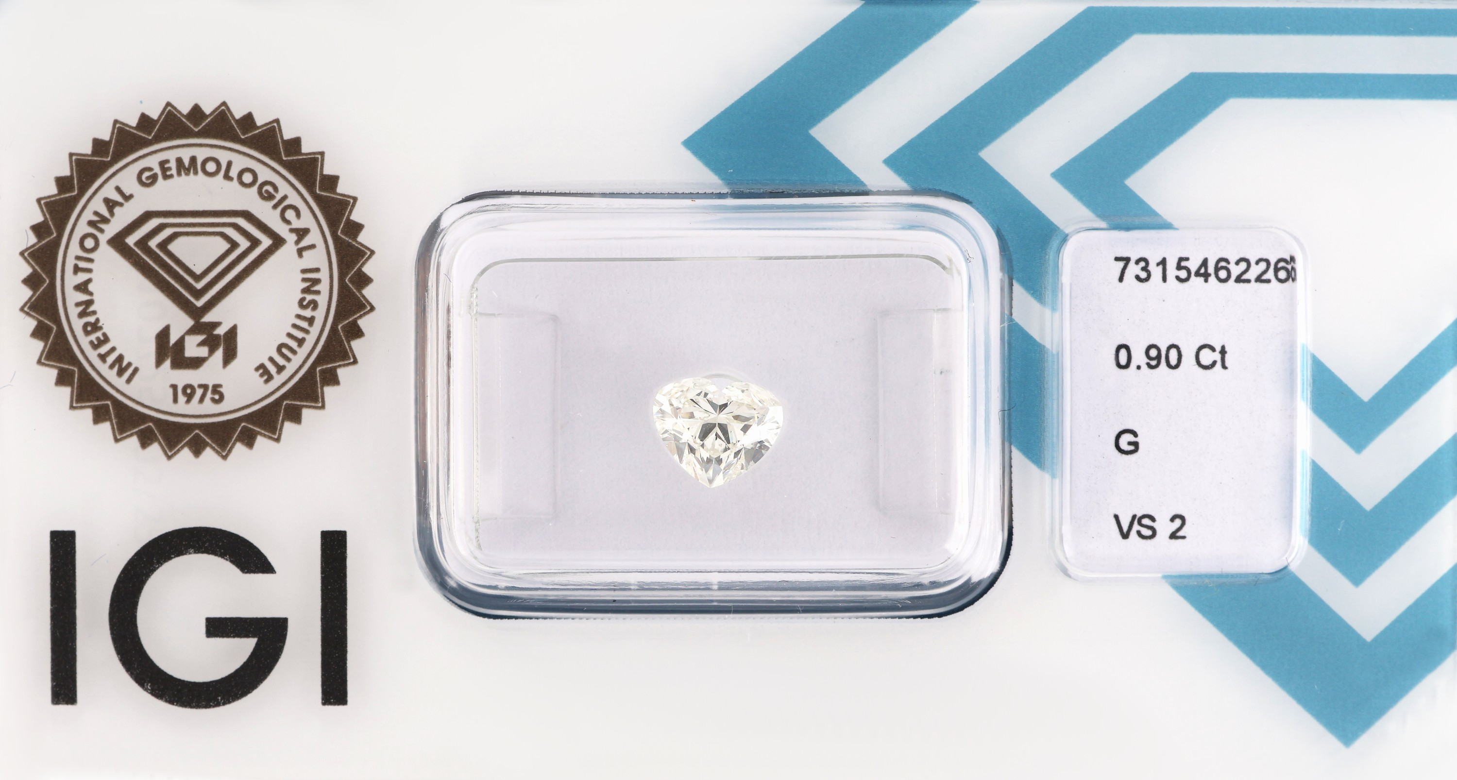 Image 27093557 - Loser Diamant, 0.90 ct feines Weiß(G)/vs2, facett. Herz, eingeschweißt, IGI-Expertise