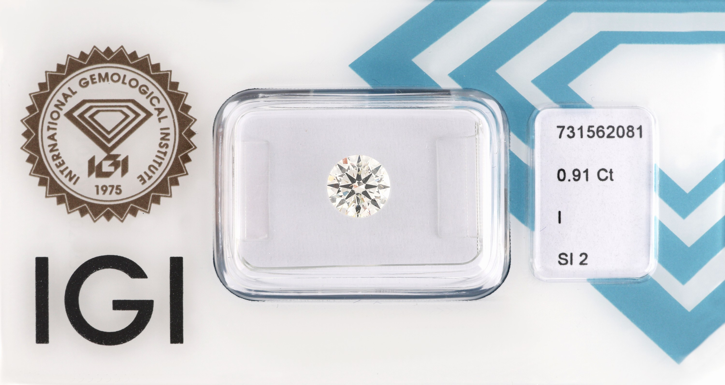 Image 27093561 - Loser Brillant, 0.91 ct l.get.Weiß(I)/si2, eingeschweißt, IGI Expertise anbei