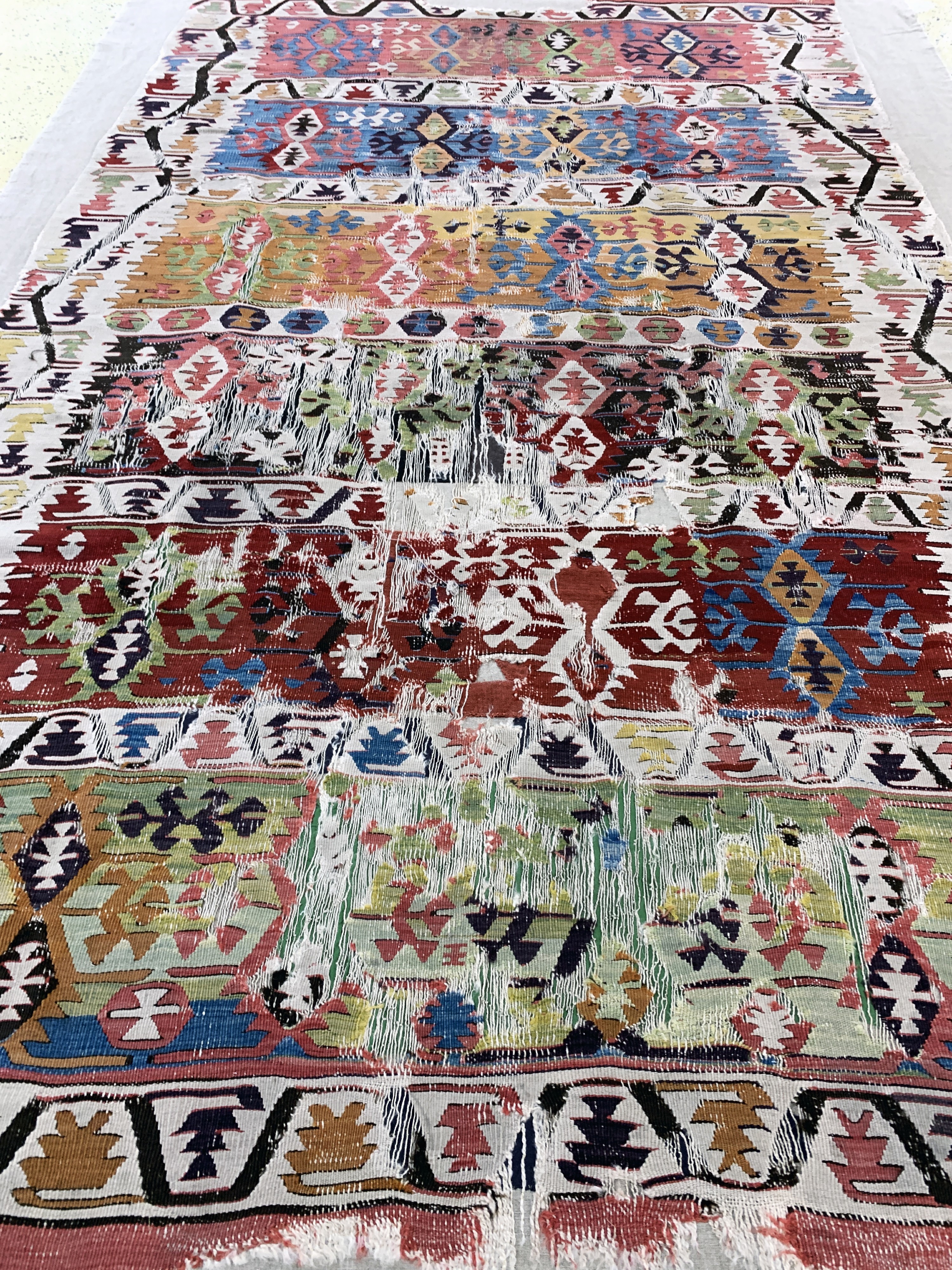 Detail g: Konya Kelim antik, Türkei, 19.Jhd, Wolle auf Wolle, ca. 277 x 168 cm, EHZ: 4, (auf Leinen genäht)