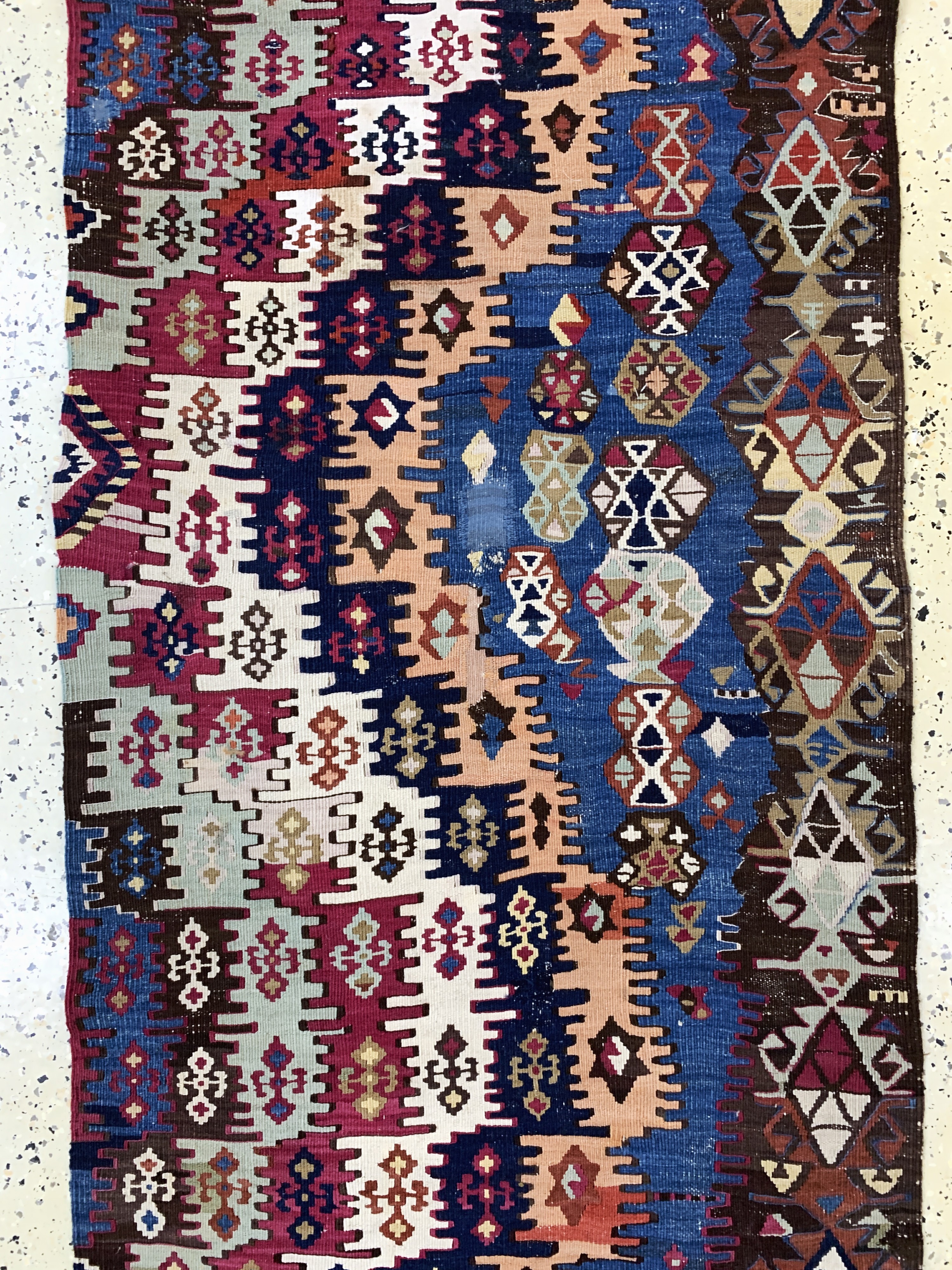 Detail d: Konya Kelim antik(eine Bahn), Türkei, 19.Jhd, Wolle auf Wolle, ca. 316 x 76 cm, EHZ:2(restauriert)