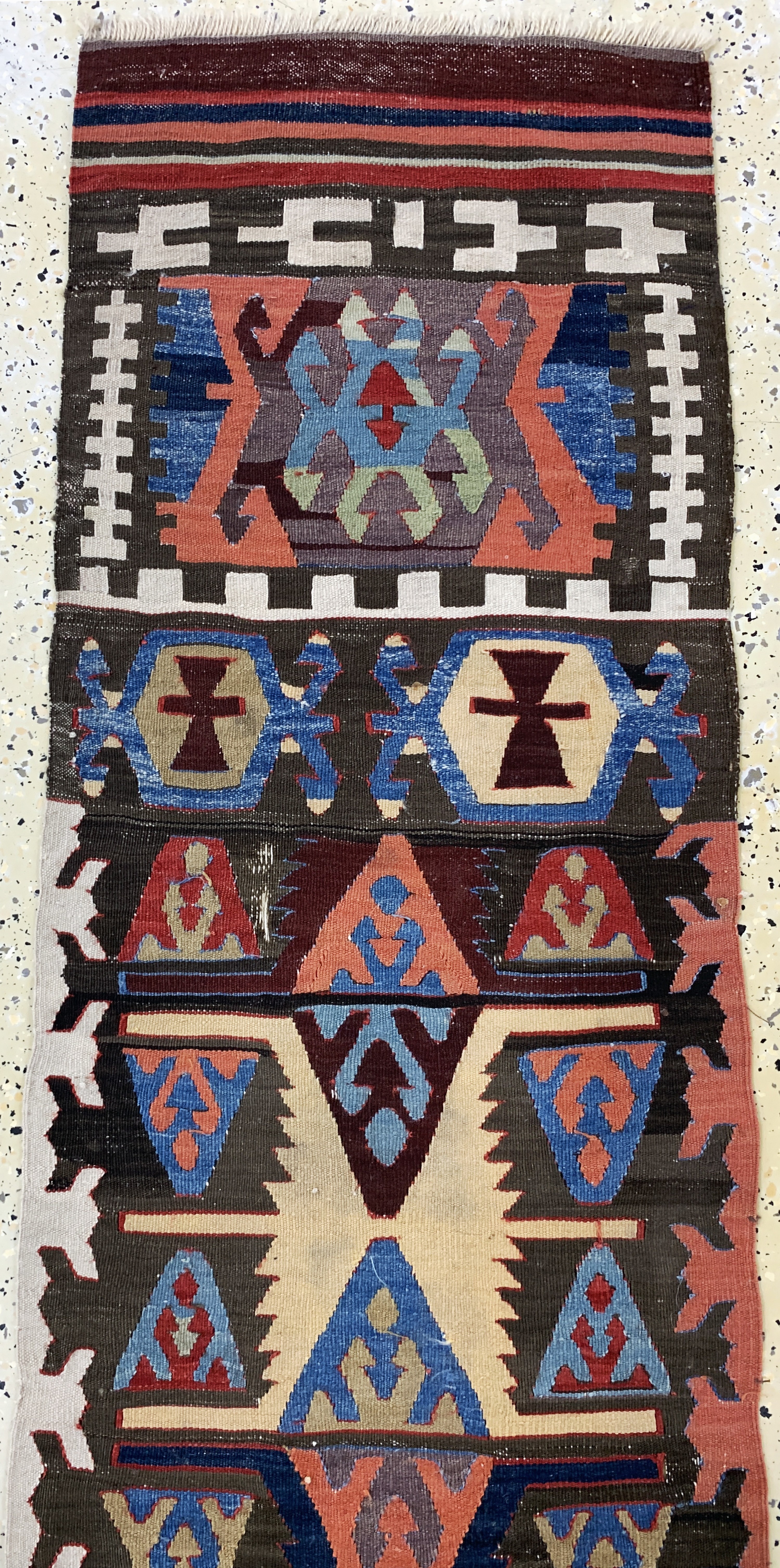 Detail a: Anatol Kelim Fragment, Türkei, 19.Jhd, Wolle auf Wolle, ca. 223 x 48 cm, EHZ: 3