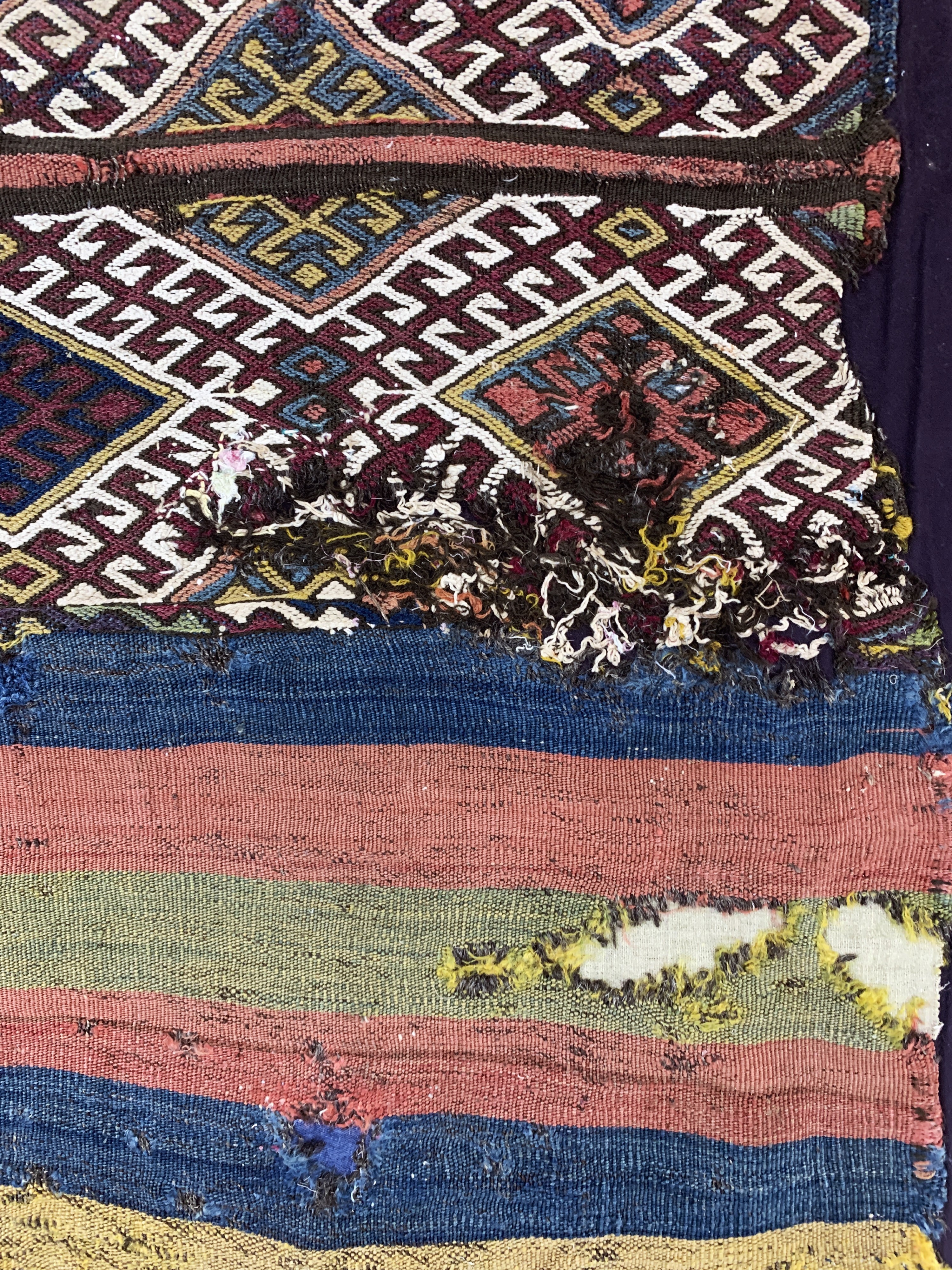 Detail d: Kayseri Kelim antik, Türkei, 19.Jhd, Wolle auf Wolle, ca. 148 x 105 cm, EHZ: 4, (auf Leinen genäht)