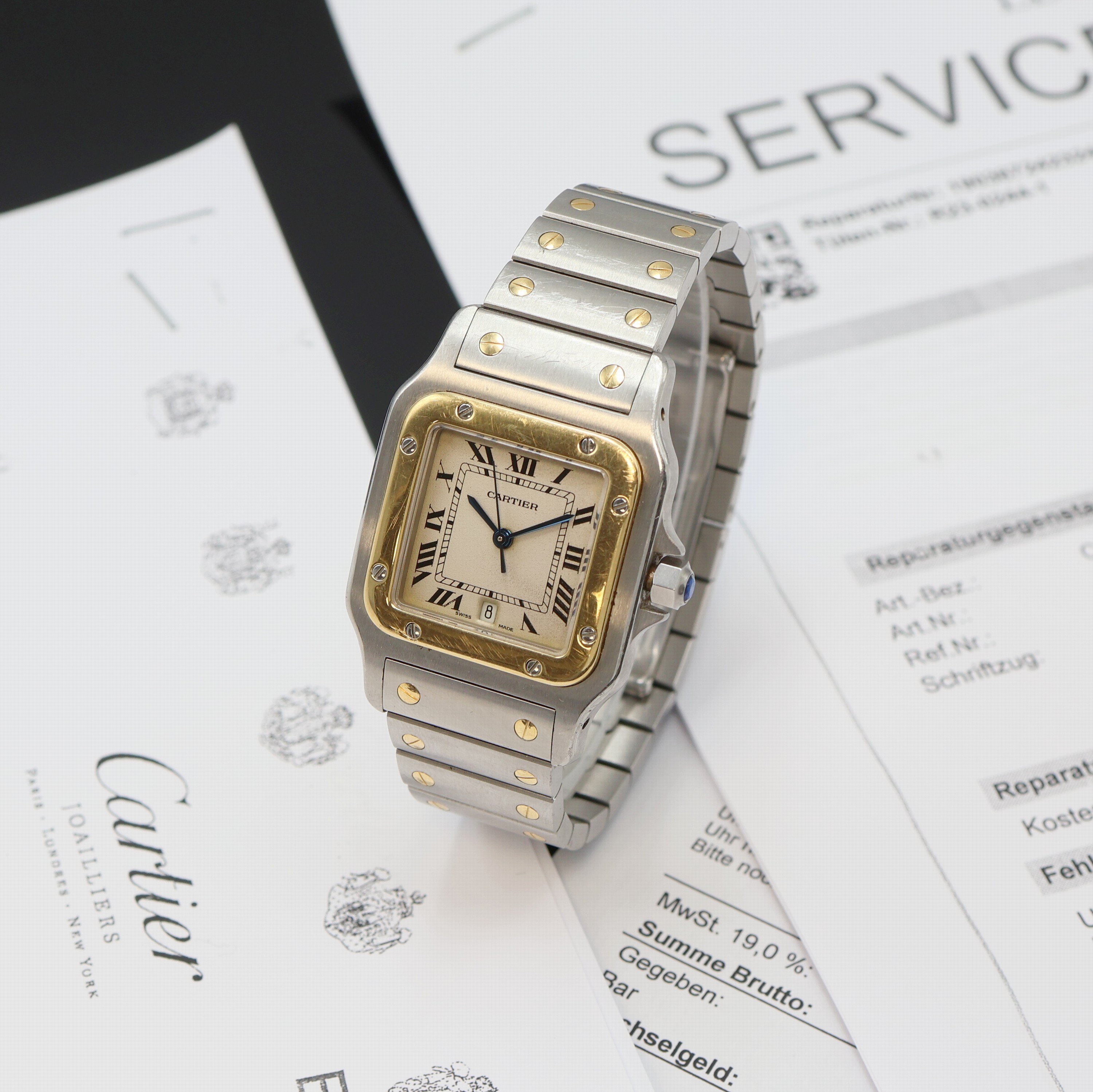 Image 27093589 - CARTIER Santos Armbanduhr Referenz 187901, Schweiz um 1995, quarz, Edelstahl/Gold komb. ...