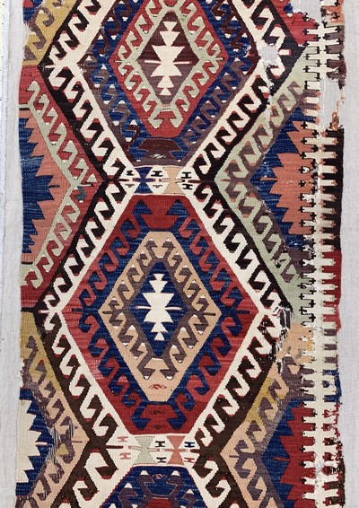 27093554b - Karakecili Kelim antik, Türkei, 19.Jhd, Wolle auf Wolle, ca. 274 x 86 cm, EHZ: 4, ...