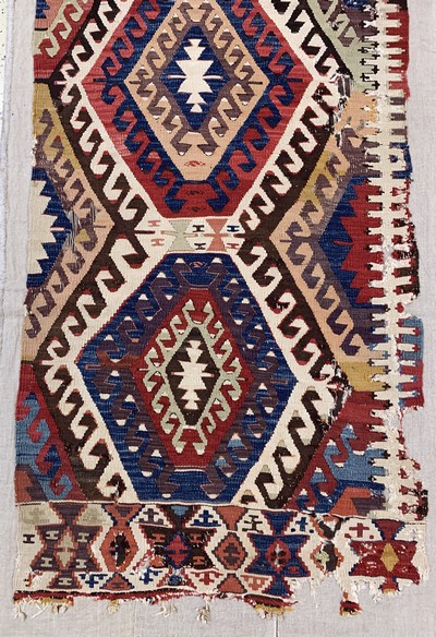 27093554c - Karakecili Kelim antik, Türkei, 19.Jhd, Wolle auf Wolle, ca. 274 x 86 cm, EHZ: 4, ...
