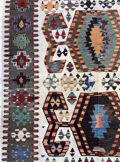 27093556c - Konya Kelim antik, Türkei, 19.Jhd, Wolle auf Wolle, ca. 328 x 160 cm, EHZ: 4, (auf ...