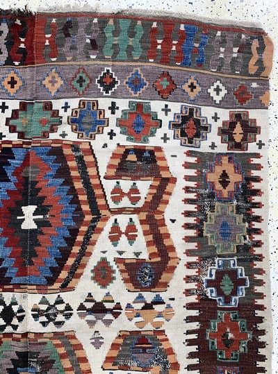 27093556f - Konya Kelim antik, Türkei, 19.Jhd, Wolle auf Wolle, ca. 328 x 160 cm, EHZ: 4, (auf ...