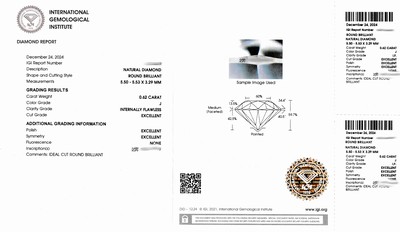 27093558d - Loser Brillant, 0.62 ct l.get.Weiß (J)/lupenrein, eingeschweißt, IGI Expertise anbei