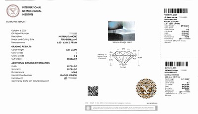 27093561d - Loser Brillant, 0.91 ct l.get.Weiß(I)/si2, eingeschweißt, IGI Expertise anbei