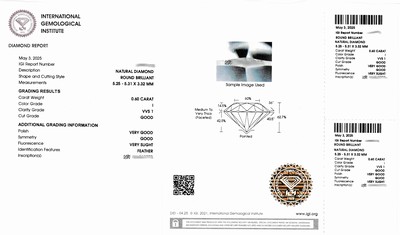 27093562d - Loser Brillant, 0.60 ct l.get.Weiß(I)/vvs1, eingeschweißt, IGI Expertise anbei
