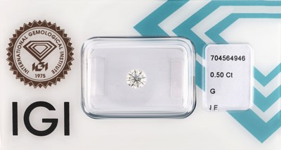 Image Loser Brillant, 0.50 ct feines Weiß (G)/lupenrein, eingeschweißt, IGI Expertise anbei