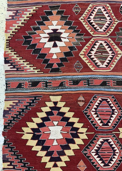 27093572c - Kapadokien Kelim antik, Türkei, 19.Jhd, Wolle auf Wolle, ca. 370 x 159 cm, EHZ: 3-4 ...