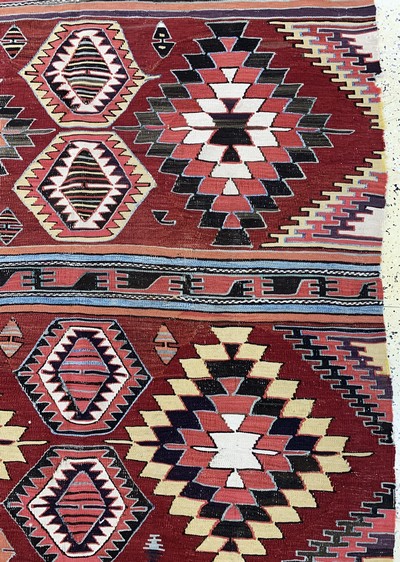 27093572d - Kapadokien Kelim antik, Türkei, 19.Jhd, Wolle auf Wolle, ca. 370 x 159 cm, EHZ: 3-4 ...