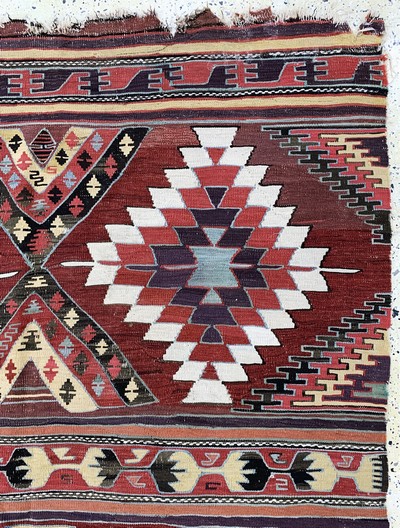 27093572f - Kapadokien Kelim antik, Türkei, 19.Jhd, Wolle auf Wolle, ca. 370 x 159 cm, EHZ: 3-4 ...
