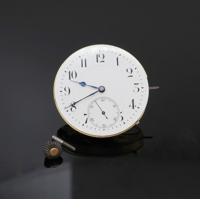 27093575a - IWC Taschenuhrwerk Kaliber 53, Schweiz um 1913, vergoldetes Ankerwerk, Emailzifferbl. ...