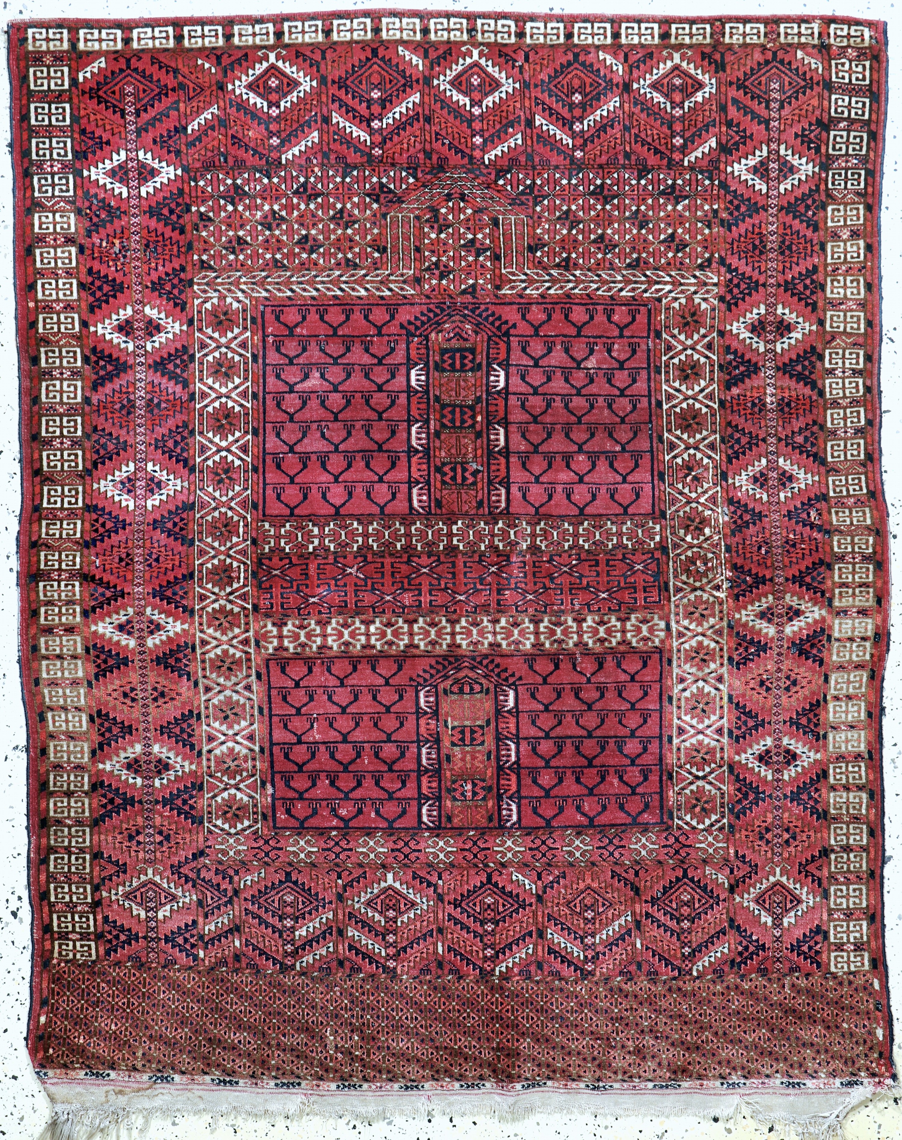 Image 27093812 - Tekke Engsi antik, Turkmenistan, 19.Jhd, Wolle auf Wolle, ca. 163 x 130 cm, EHZ: 2-3 ...