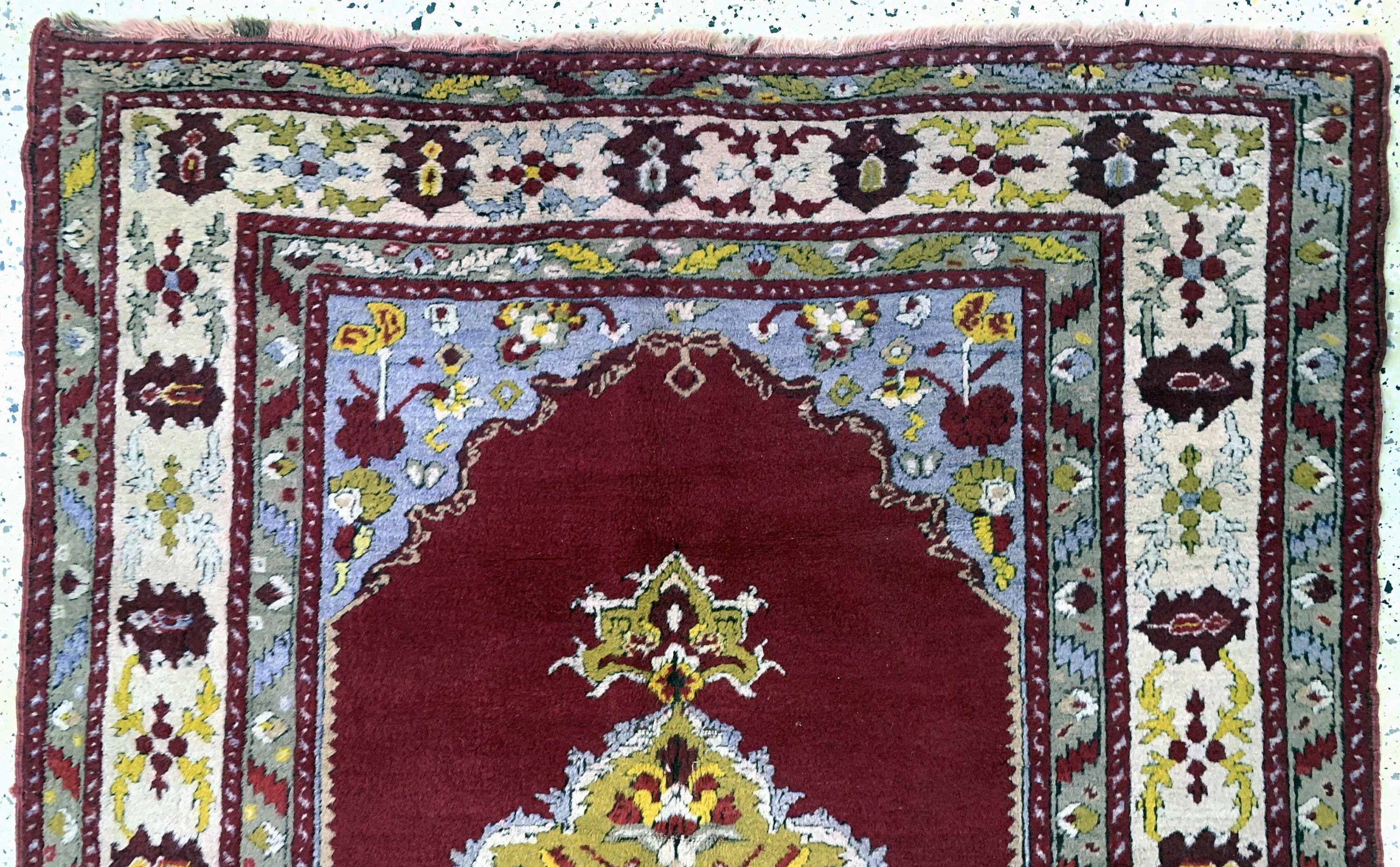 Detail a: Yahyaleh alt, Türkei, Anfang 20.Jhd, Wolle auf Wolle, ca. 200 x 136 cm, EHZ: 2-3 (restauriert).