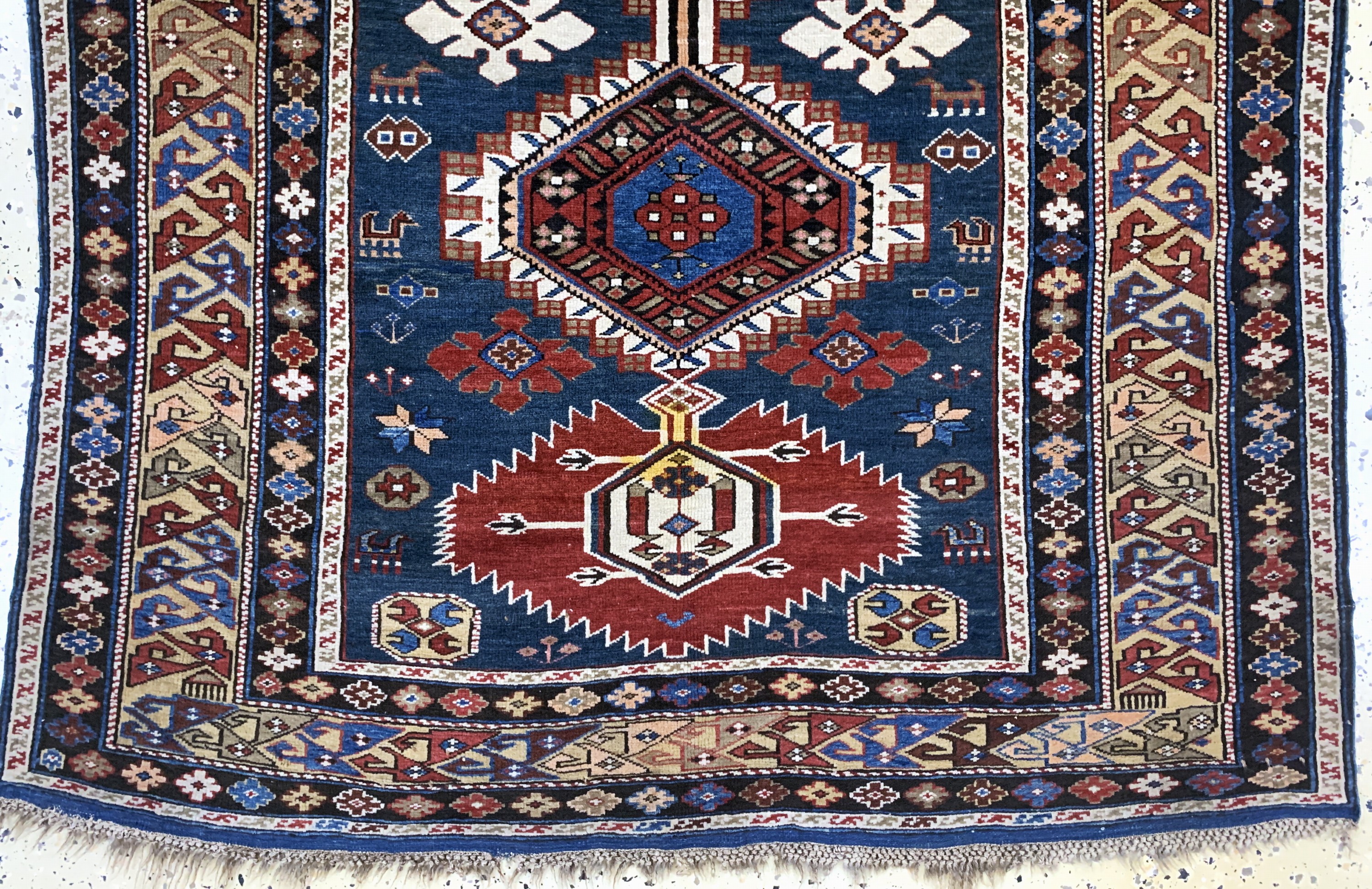Detail b: "Bidjov-Kazak"antik, Kaukasus, 19.Jhd, Wolle auf Wolle, ca. 180 x 120 cm, EHZ: 3