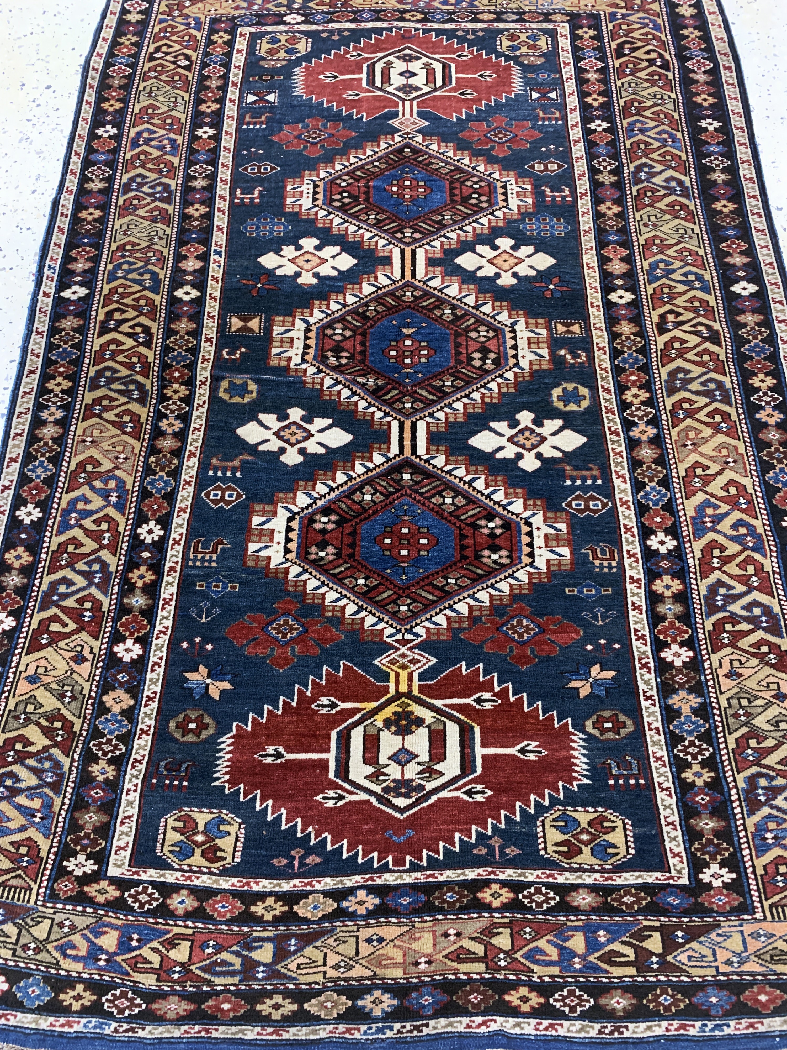 Detail d: "Bidjov-Kazak"antik, Kaukasus, 19.Jhd, Wolle auf Wolle, ca. 180 x 120 cm, EHZ: 3