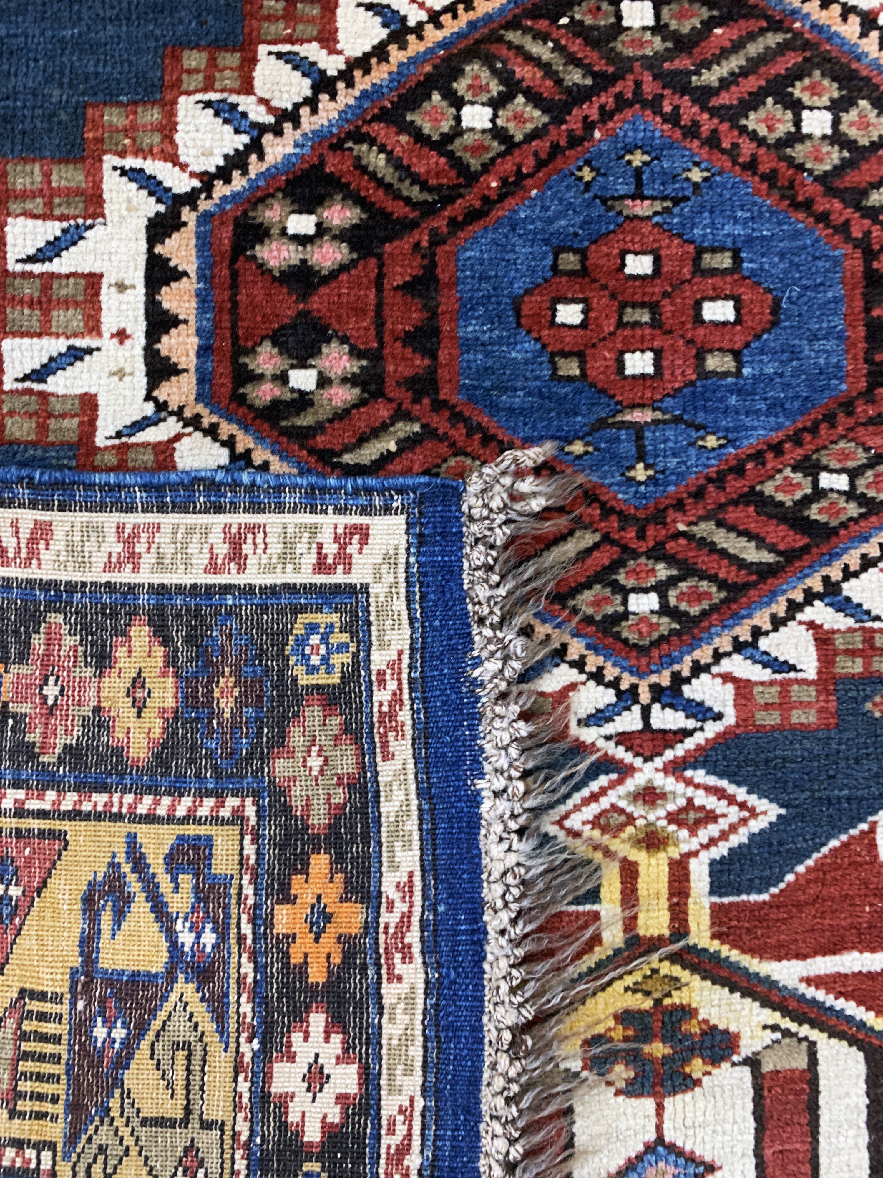 Detail e: "Bidjov-Kazak"antik, Kaukasus, 19.Jhd, Wolle auf Wolle, ca. 180 x 120 cm, EHZ: 3