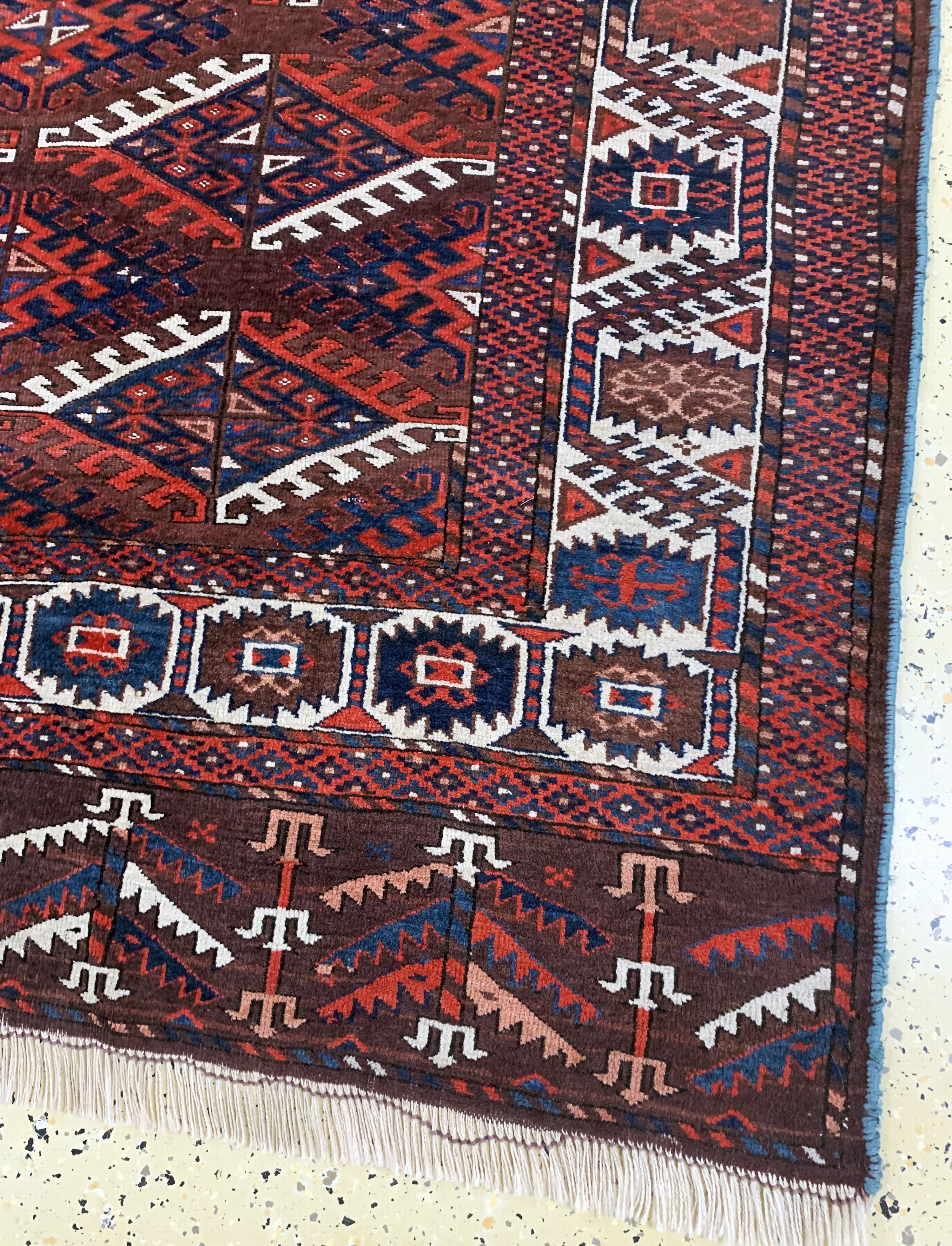 Detail a: Jomud"Hauptteppich", Turkmenistan, Anfang 20.Jhd, Wolle auf Wolle, ca. 315 x 200 cm, EHZ: 3