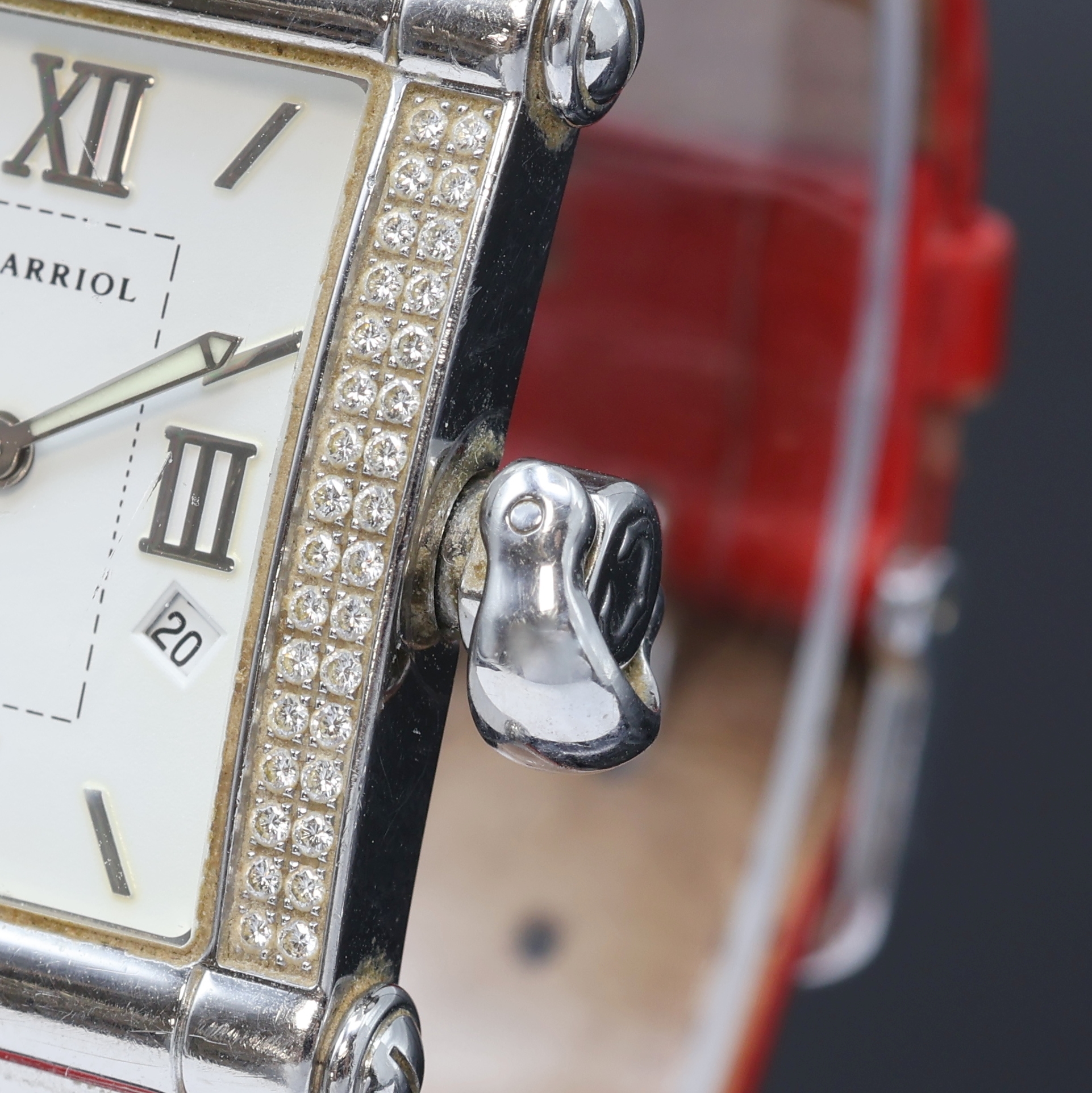 Detail b: PHILIPPE CHARRIOL Columbus Armbanduhr mit Diamanten Referenz CCSTRH8, Schweiz um 2000, quarz, Edelstahlgeh., Boden 4-fach verschr., Geh. teils aufw. ...