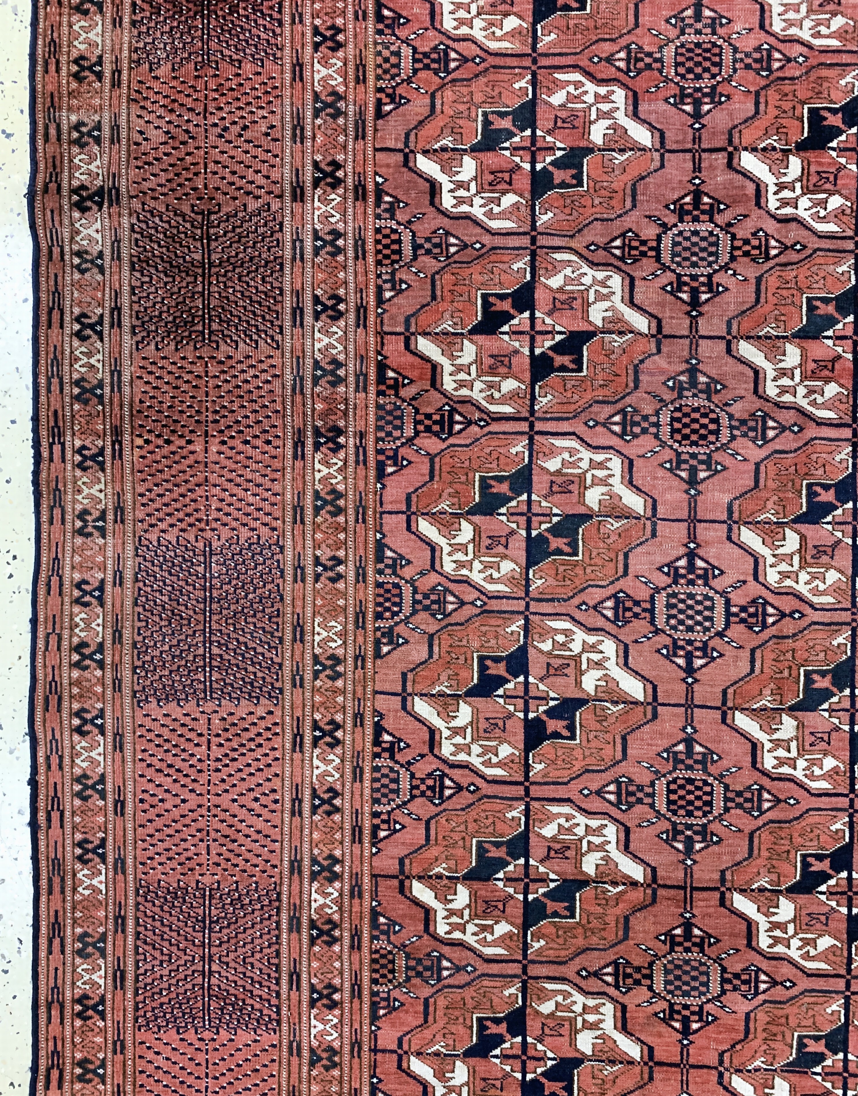 Detail c: Tekke"Hauptteppich"antik, Turkmenistan, 19.Jhd, Wolle auf Wolle, ca. 290 x 225 cm, EHZ: 4