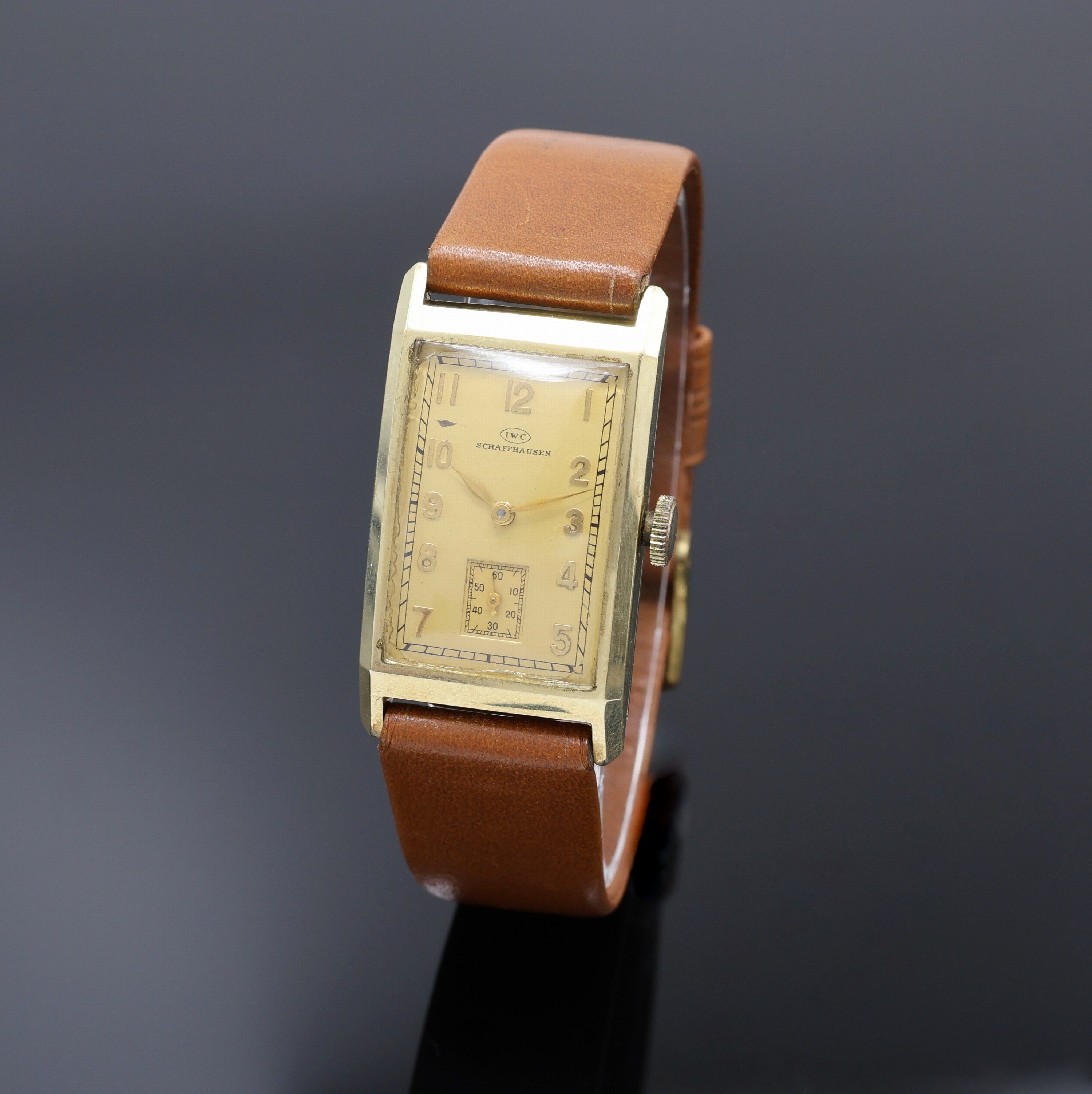 Image 27093880 - IWC Armbanduhr in GG 585/000, Schweiz um 1937, Handaufzug, Scharniergeh., Zifferbl. ...