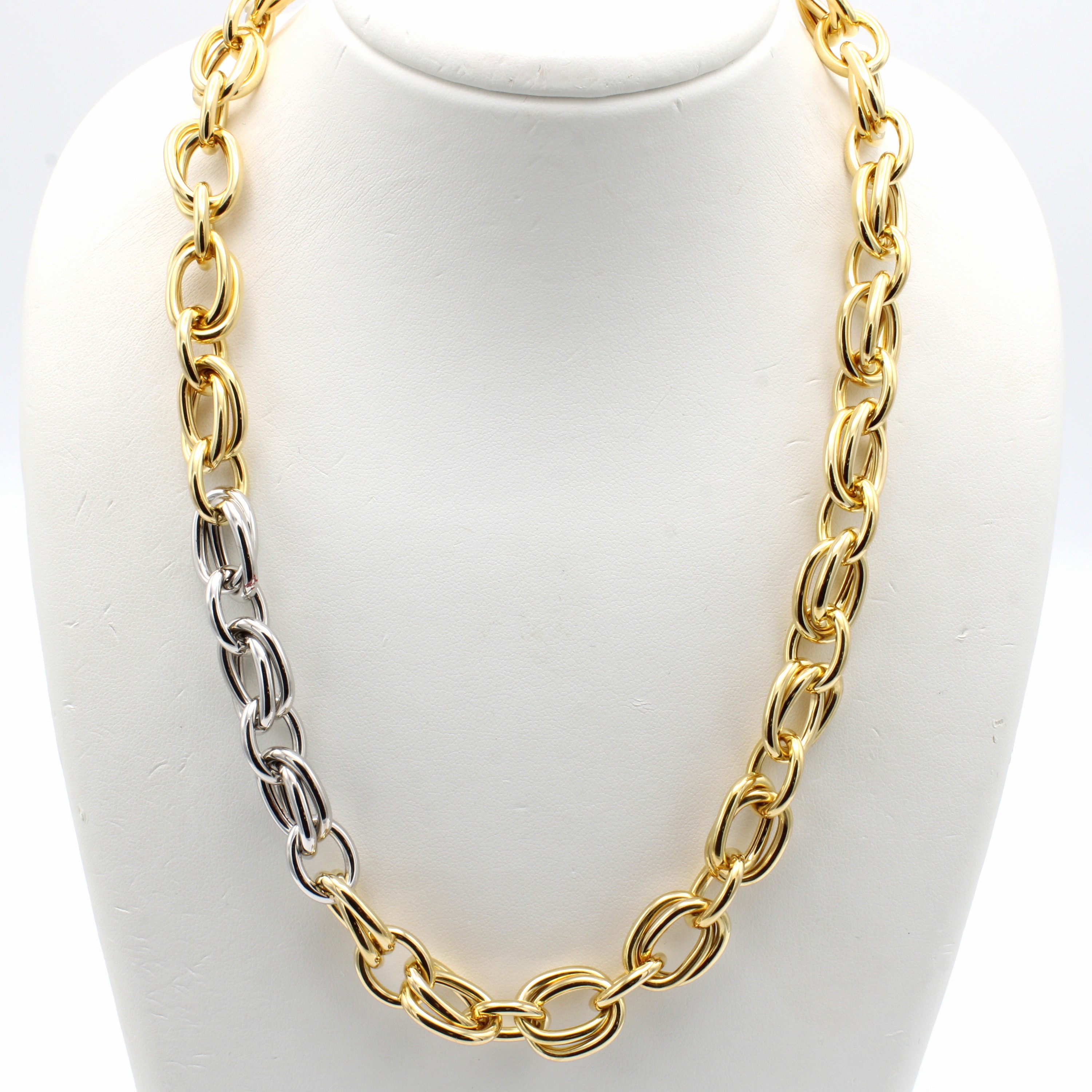 Image 27093894 - Collier, GG/WG 750/000, z.T. Zwillingsanker-glieder und 3 Glieder in WG Karabinerschl., ...