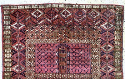 27093812a - Tekke Engsi antik, Turkmenistan, 19.Jhd, Wolle auf Wolle, ca. 163 x 130 cm, EHZ: 2-3 ...