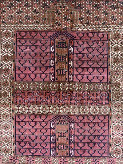 27093812c - Tekke Engsi antik, Turkmenistan, 19.Jhd, Wolle auf Wolle, ca. 163 x 130 cm, EHZ: 2-3 ...