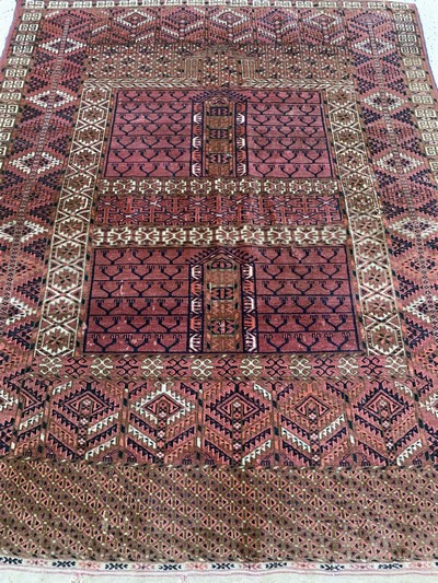 27093812d - Tekke Engsi antik, Turkmenistan, 19.Jhd, Wolle auf Wolle, ca. 163 x 130 cm, EHZ: 2-3 ...