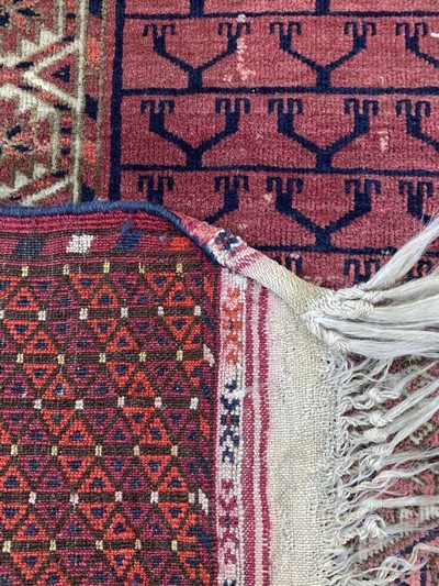 27093812e - Tekke Engsi antik, Turkmenistan, 19.Jhd, Wolle auf Wolle, ca. 163 x 130 cm, EHZ: 2-3 ...