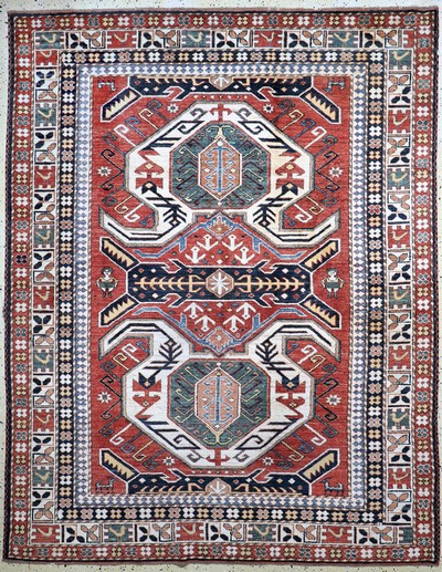Image ´Schild-Kazak´neugeknüpft, Pakistan, Ende 20.Jhd, Wolle auf Wolle, ca. 257 x 205 cm, ...