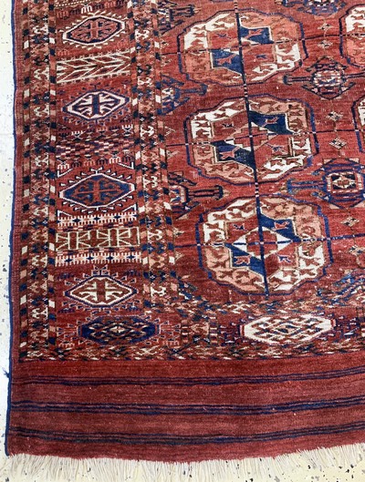 27093874b - Tekke´Hauptteppich´antik, Turkmenistan, 19.Jhd, Wolle auf Wolle, ca. 280 x 217 cm, EHZ: ...