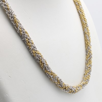 27093879a - Collier aus verflochtenen Ankerketten, WG/GG 750/000, im WG/GG Farbverlauf, massive, ...