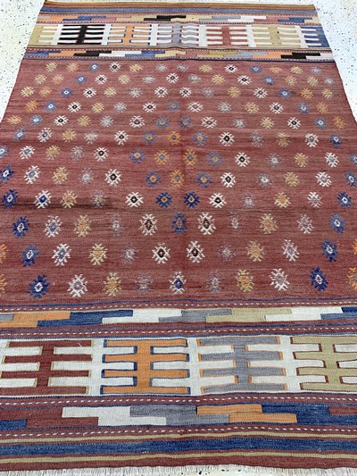 27093881d - Ghaschgai Kelim antik, Persien, um 1900, Wolle auf Wolle, ca. 197 x 135 cm, EHZ: 2 ...