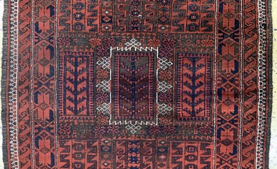 27093884b - Belutsch antik, Persien, 19.Jhd, Wolle auf Wolle, ca. 212 x 120 cm, EHZ: 3 ...